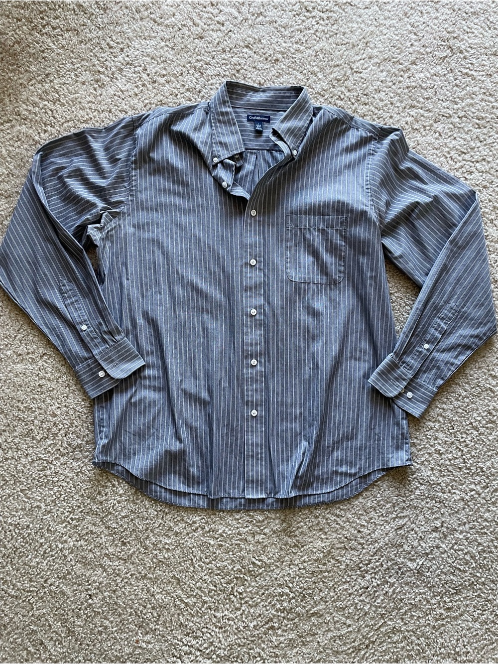croft & barrow Gray-Blue Pinstripe Button-Down Shirt